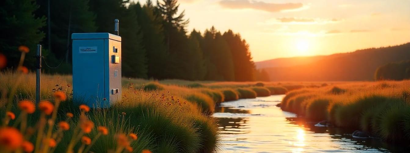 IoT monitoring station with environmental sensors and cameras in mountainous terrain